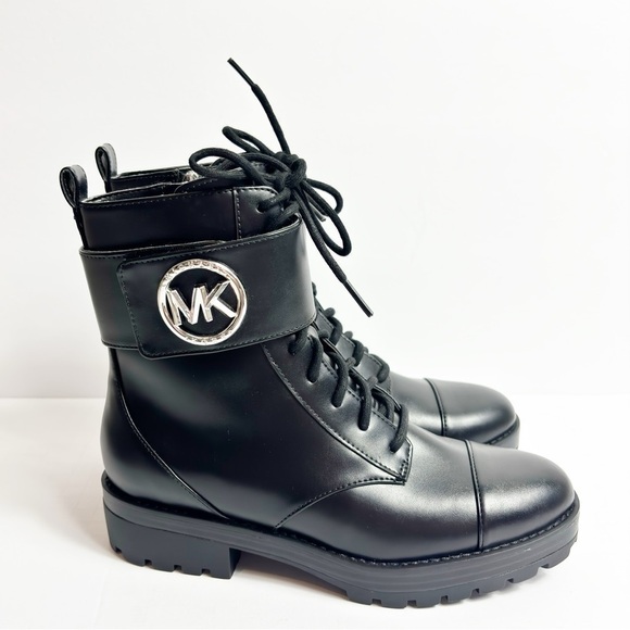 MICHAEL KORS TATUM LEATHER ANKLE COMBAT WOMEN BOOTS 6M NEW WITH STICKER TAGS - Picture 2 of 9